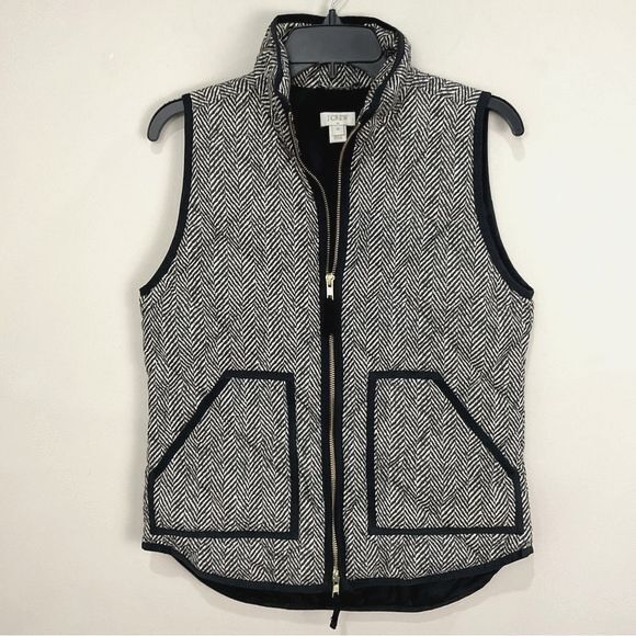 J. Crew Herringbone Puffer Vest Excursion Quilted Down Zip Front Sz XS - Picture 2 of 7